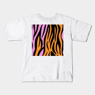 Pink and Orange Zebra Print Kids T-Shirt